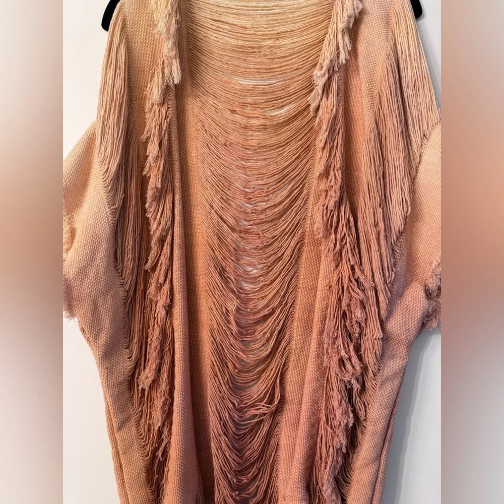 RAW Pink/Coral Ombre Fringe Cardigan - One Size